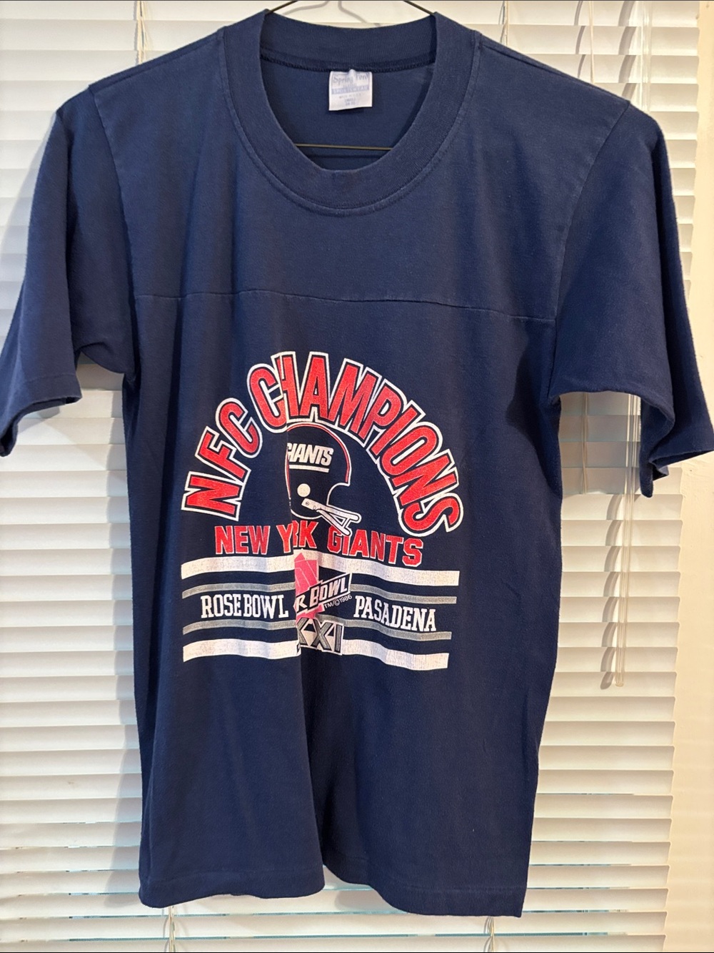 NEW YORK GIANTS vintage t shirt 1986 NFC Champions Pasadena Super Bowl